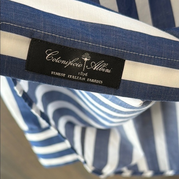 Boss Hugo Boss Blue/White Striped Men's Dress Shirt, 39 15.5 Slim Like New - Picture 8 of 10